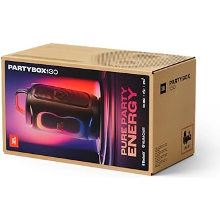 JBL PartyBox 130, Tragbarer Partylautsprecher mit 2× 5.25-Zoll Woofern, 15 Stunden Wiedergabezeit, spritzwasserfest, Schwarz – Bild 8