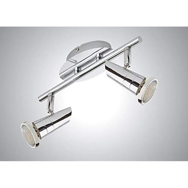 Trango 2-flammig 2001-028 LED Deckenleuchte *ARIEL* in Chrom-Optik mit schwenkbarem und drehbarem Design Spotkopf