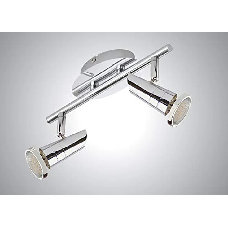 Trango 2-flammig 2001-028 LED Deckenleuchte *ARIEL* in Chrom-Optik mit schwenkbarem und drehbarem Design Spotkopf – Bild 1