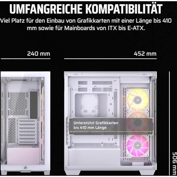 Corsair Case Corsair iCUE 3500X RGB Midi TG white BTF+ZERO PC Gehäuse, Weiss. – Bild 3