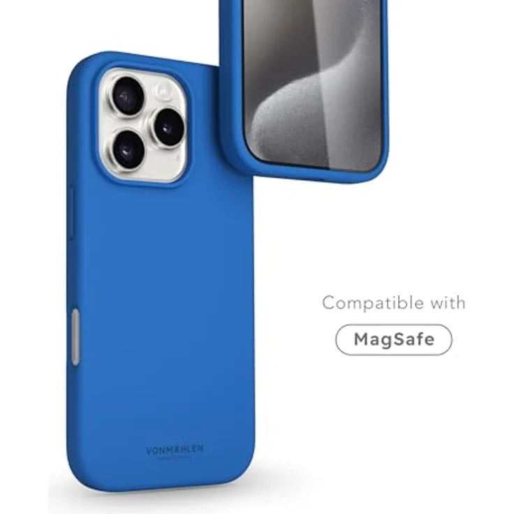 VONMÄHLEN Weiche Silikonhülle für iPhone, Handyhülle aus recycelten Materialien mit Mikrofaserfutter, Mag-Safe-kompatibel und Kamera-Displayschutz – Bild 2