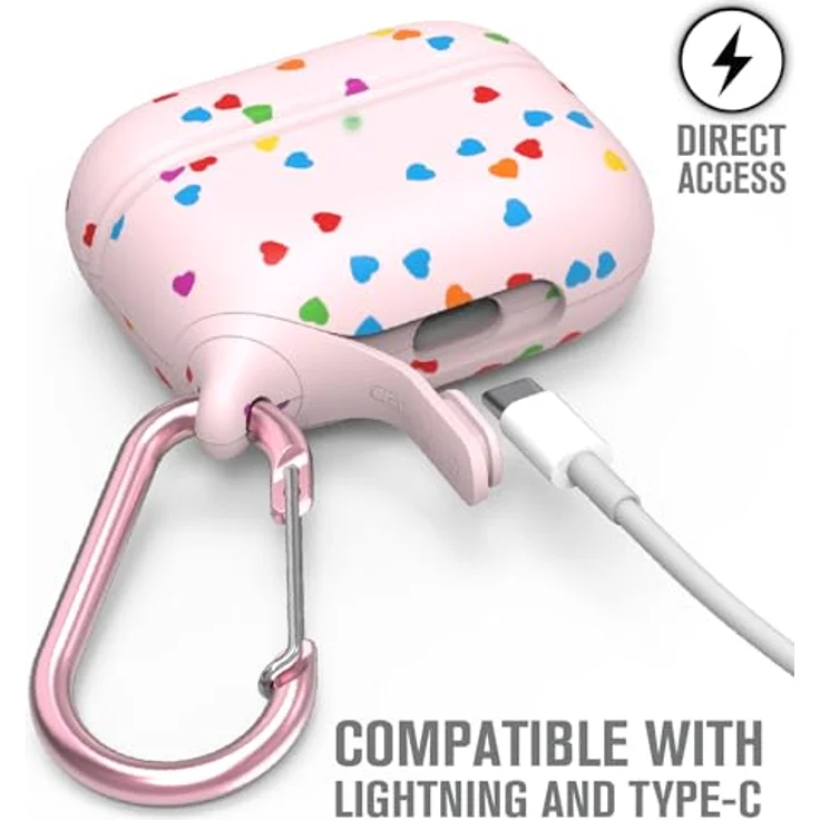 Catalyst AirPods Pro Sweetheart Case, wasserdicht und stoßfest mit Karabiner, rosa mit Herzen – Bild 5
