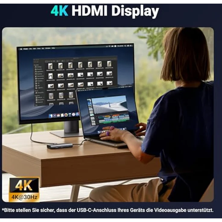 UGREEN Revodok Pro 107 USB C Docking Station 10Gbps USB-C & USB-A Ports USB 3.2 gen 2, 4K HMDI, PD100W, SD/TF USB C Hub - Kompatibel mit iPhone 15, MacBook, iPad, Surface, Steam Deck, Galaxy S24 usw. – Bild 4