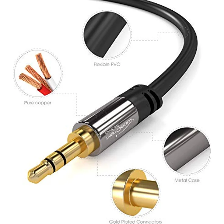 KabelDirekt - Aux Kabel, Audio & Klinkenkabel 3.5mm (Unzerstörbar konstruiert & geeignet für iPhones, iPads, Smartphones, MP3 Player, Tablet PCs, Autos & andere Stereo Geräte) - 10m - schwarz – Bild 2