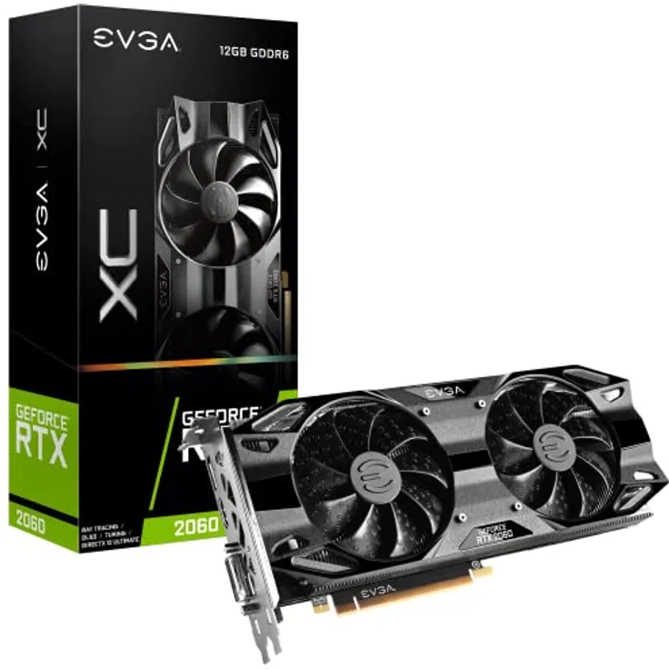 EVGA GeForce RTX 2060 12GB XC Gaming, 12G-P4-2263-KR, 12GB GDDR6, Dual Fans, Metal Backplate Black 2 Slots