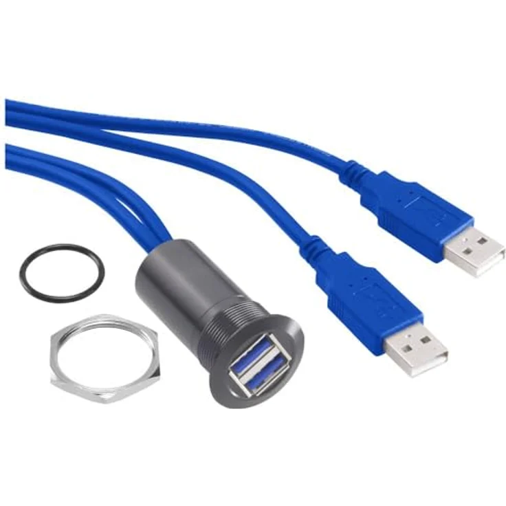 TRU Components USB-13-BK USB-Einbaubuchse 3.0, schwarz, Einbau, Inhalt: 1 St. – Bild 1