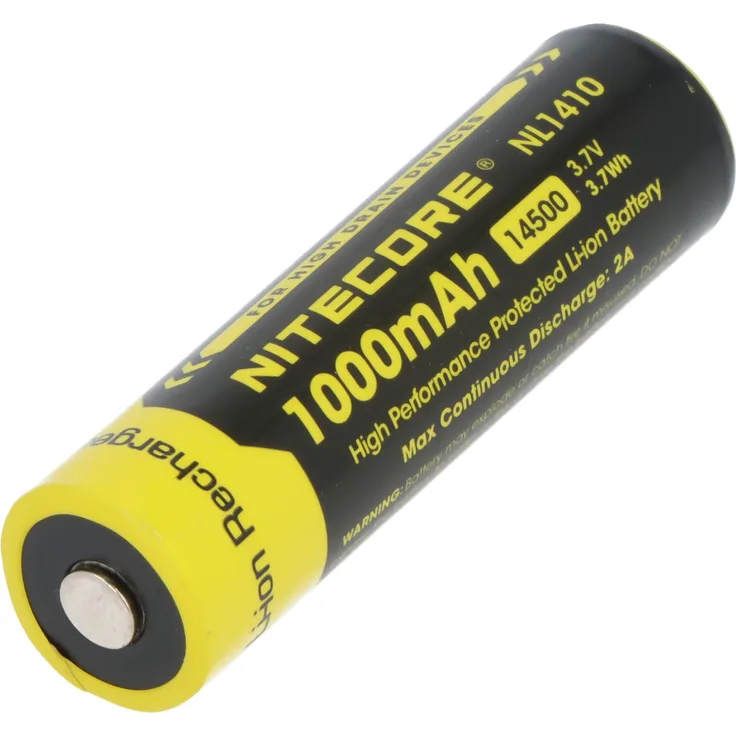 Nitecore NL1410 14500 Li-Ion Akku, 3,7 Volt, 1000mAh, mit Schutzschaltung und kompakten Abmessungen