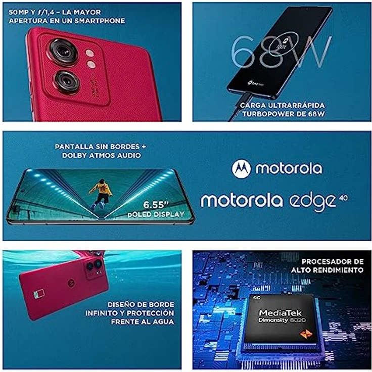 Motorola Edge 40 5G 256GB/8GB RAM Dual-SIM viva-magenta – Bild 3