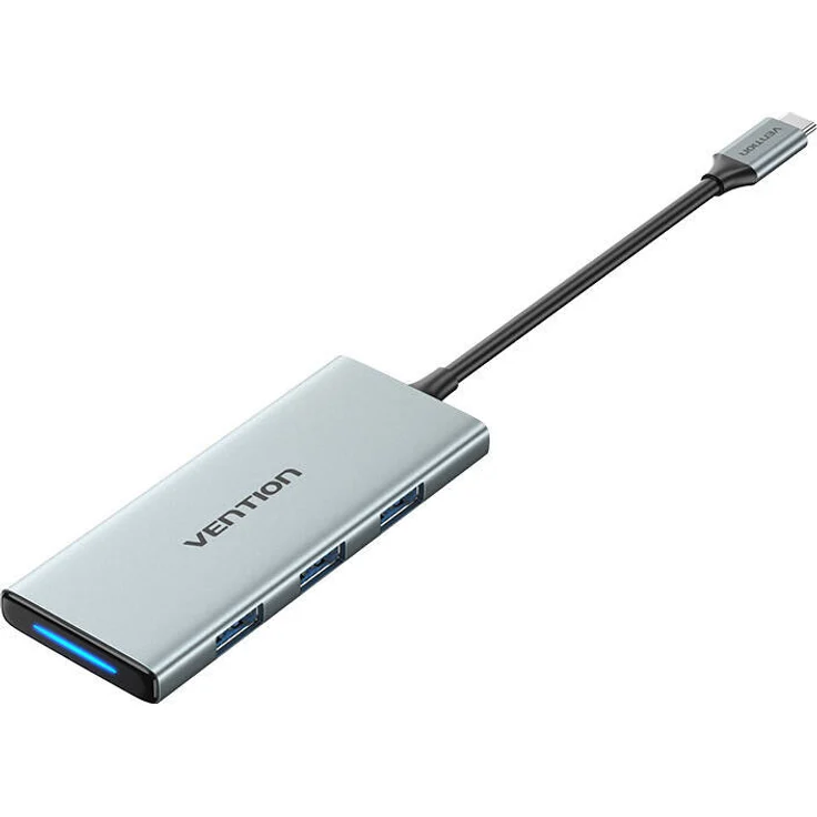 Vention USB-C auf HDMI, 3x USB 3.0, SD, TF, PD Hub TOPHB 0,15 m Grau - 4K@30Hz, 5 Gbps, PD 100W, Aluminiumlegierung