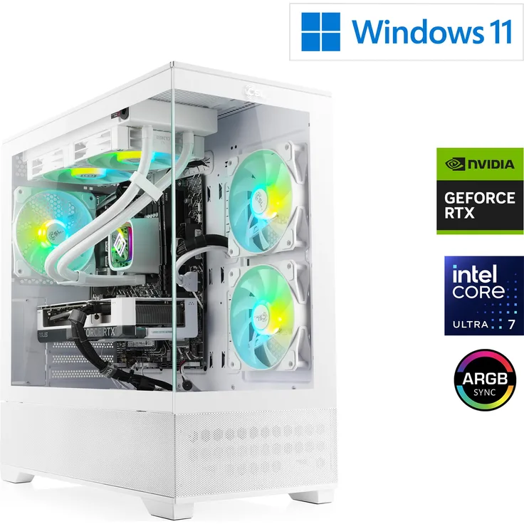 CSL-Computer Gaming PC M13410H, Intel Core Ultra 7 265KF, 20x 3900 MHz, NVIDIA RTX 5060 Ti, 32 GB DDR5 RAM, 1000 GB M.2 SSD, Windows 11 Home