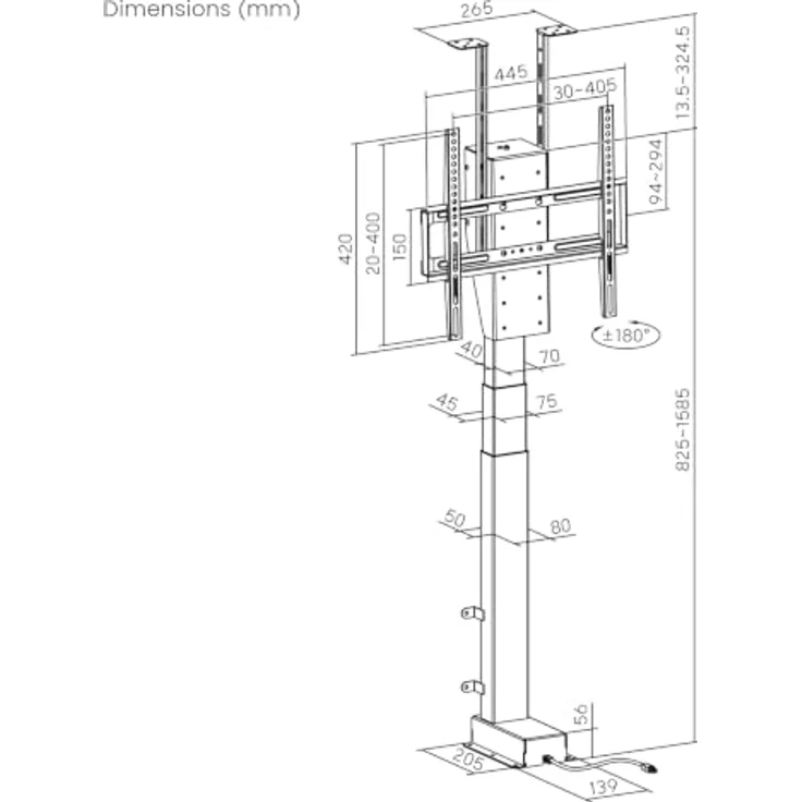 my wall TV-Ständer HP67-1L, elektrisch drehbar und höhenverstellbar für TVs bis 55 Zoll, 60 kg Tragkraft, VESA bis 400x400, App- und Sprachsteuerung – Bild 11