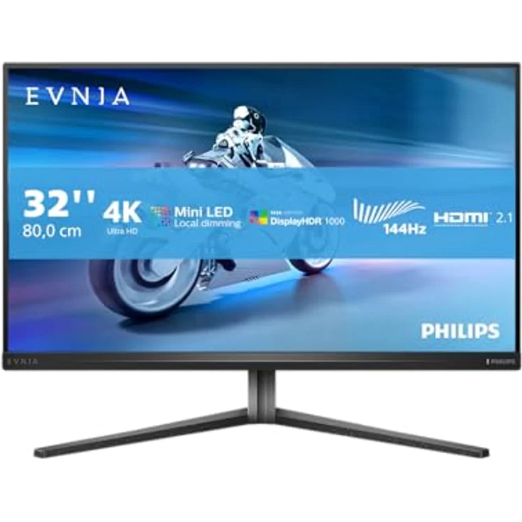 Philips Evnia 32M2N6800M - 32 Zoll UHD Gaming Monitor, 144Hz, 0.5 ms, FreeSync Premium Pro, HDR1000, Ambiglow, dunkelgrau – Bild 2