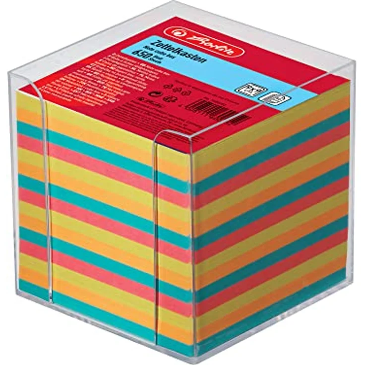 Herlitz Zettelbox mit 650 Notizblättern, transparent, 9x9x9cm – Bild 2