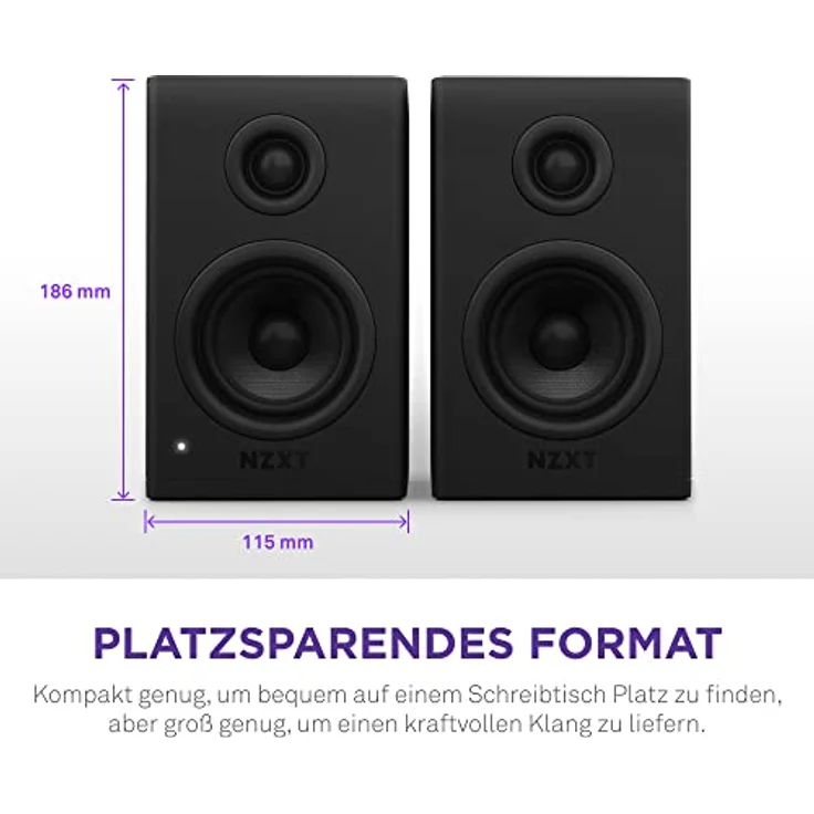 NZXT Relay PC-Gaming-Desktop-Lautsprecher – AP-SPKB2-EU - Full-Range-Sound – 80 Watt – Hoher Dynamikbereich – Seidenkalotten-Hochtöner – Glasfaser-Tieftöner– Schwarz – Bild 5