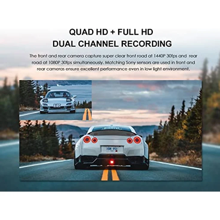 VIOFO A129 PLUS DUO-G, Dashcam mit 2K Frontkamera, 1080p Rückkamera, WiFi, GPS und Parkmodus – Bild 3