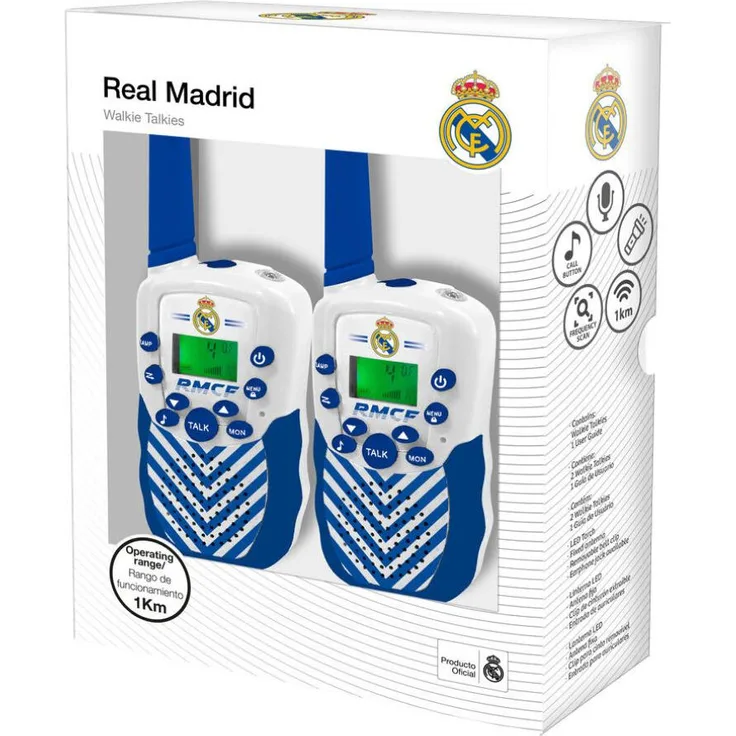 Kids Euroswan Real Madrid Walkie-Talkie für Kinder, Funkgerät zur drahtlosen Verständigung in teamfarbenem Design