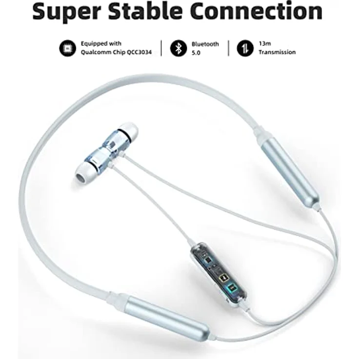 SoundMAGIC E11BT Bluetooth Kopfhörer mit Nackenbügel drahtlose Ohrhörer HiFi Stereo In Ear Headset mit Mikrofon geräuschisolierende Sport Kopfhörer blau – Bild 2