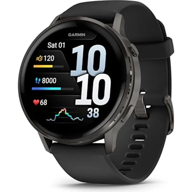 Garmin Venu 4 45mm - Fitness-Smartwatch mit 1,4" AMOLED Touchdisplay, 80+ Sport-Apps, EKG, bis zu 12 Tage Akkulaufzeit, Health Status, Fitness Coach, Rollstuhlfunktionen, Telefonie, Taschenlampe