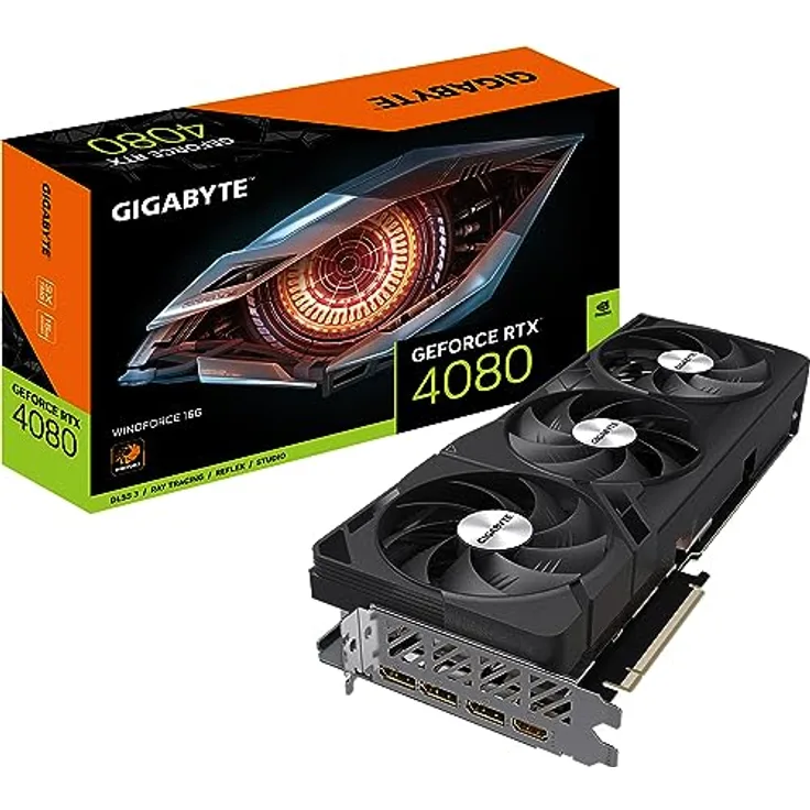 Gigabyte NVIDIA GeForce RTX 4080 WINDFORCE Graphics Card - 16GB GDDR6X, 256-bit, PCI-E 4.0, 2505MHz Core Clock, 3X DP 1.4, 1x HDMI 2.1a, NVIDIA DLSS 3 - GV-N4080WF3-16GD