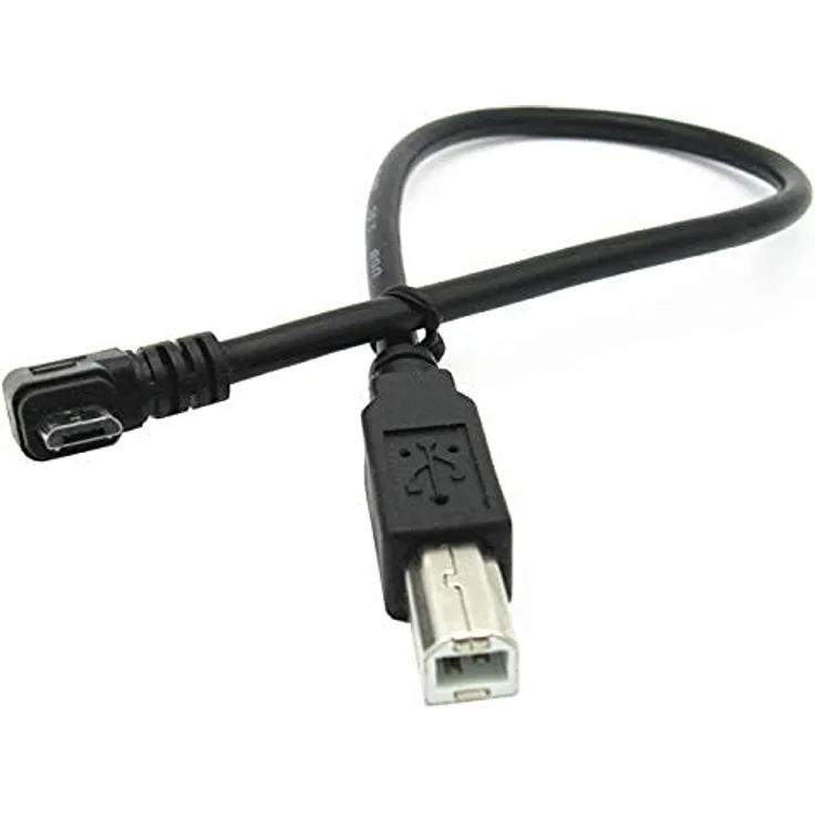 Aukson C46, Micro USB auf USB B Kabel, abgewinkelter OTG Stecker für Drucker und Audio-Schnittstellen, 30 cm