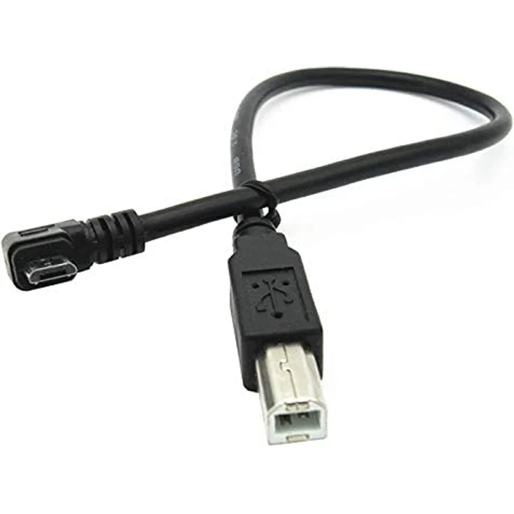Aukson C46, Micro USB auf USB B Kabel, abgewinkelter OTG Stecker für Drucker und Audio-Schnittstellen, 30 cm – Bild 1
