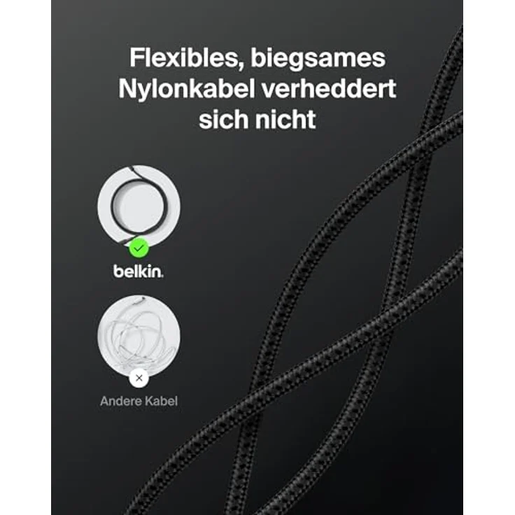 Belkin BoostCharge Pro USB C Kabel, 3 m, Schwarz, Schnellladung bis zu 240 W – Bild 5