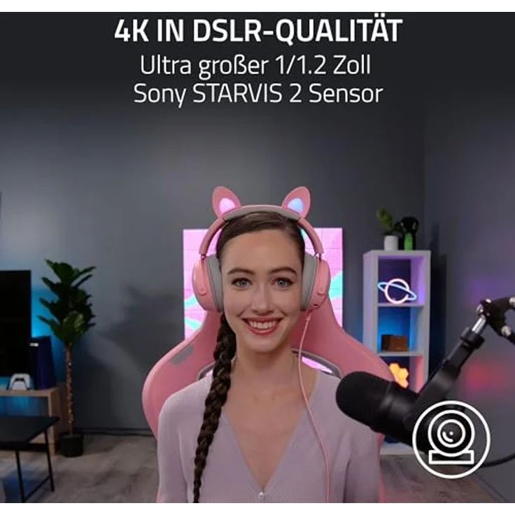Razer Kiyo Pro Ultra - 4K-Webcam für Content und Streaming Kreation (Ultra High Dynamic Range-UHDR, UltraHD 4K 30 FPS/1080P 60 FPS, Autofokus mit KI, Lichtsensor mit 2,9 μm) Schwarz – Bild 2
