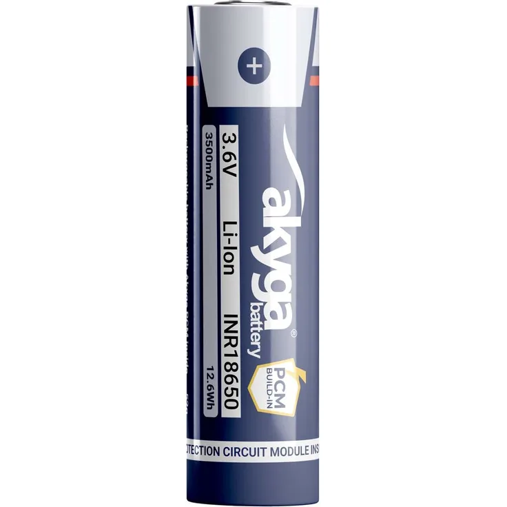 Akyga Li-Ion Akku INR18650 AKY2465, 3.6V 3500mAh mit PCM-Schutz, ideal für Powerbanks und Elektrowerkzeuge