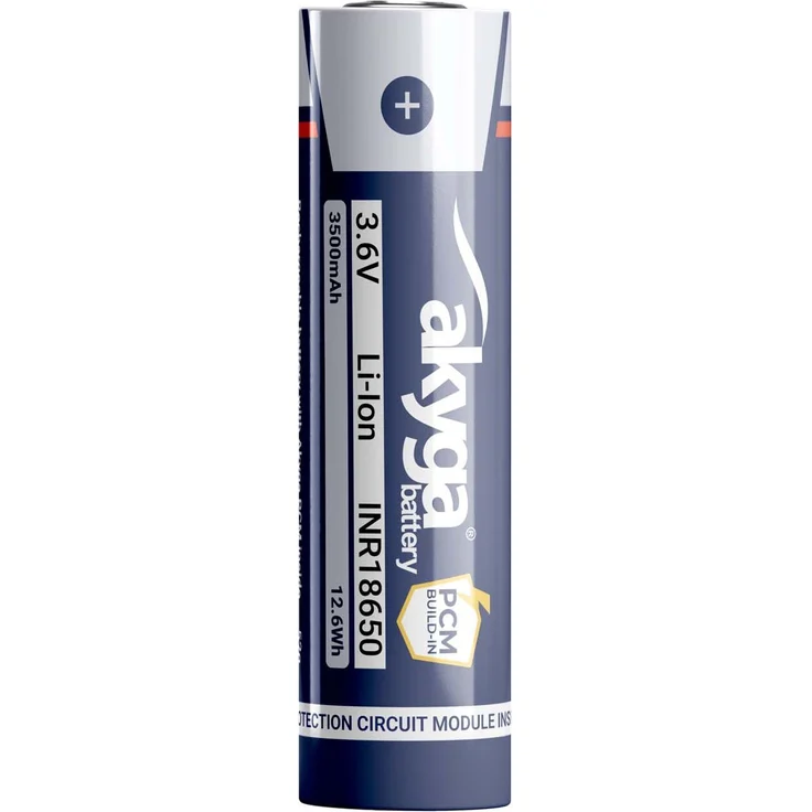 Akyga Li-Ion Akku INR18650 AKY2465, 3.6V 3500mAh mit PCM-Schutz, ideal für Powerbanks und Elektrowerkzeuge