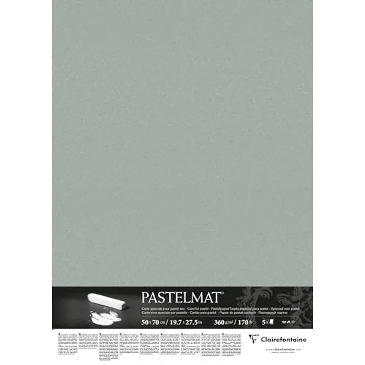 Clairefontaine Pastelmat Papier, Bastelpapier für trockene Techniken, 360 g/m², 50x70 cm, 5 Bogen – Bild 1