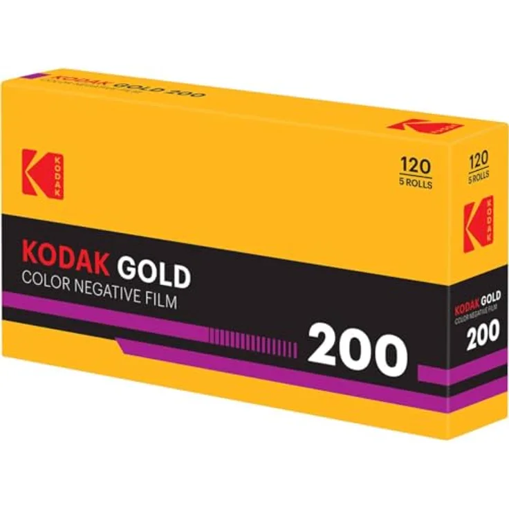 KODAK Eastman Gold 200 120-format, Farbnegativfilm mit 5 Rollen, ISO 200, feines Korn und lebendige Farbsättigung