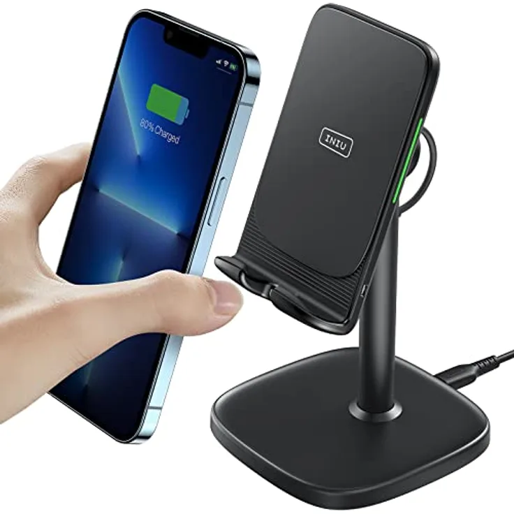 INIU Wireless Charger, 15W Induktive Ladestation Qi-Zertifiziert Schnelles Kabelloses Ladegerät Handy handyhalterung für iPhone 14 13 12 Pro Mini Max Xr Xs Samsung Galaxy S22 S21 S20 Google Pixel LG