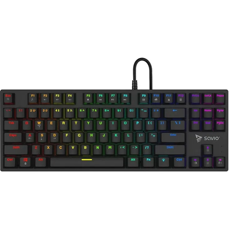 Savio Tempest X2 RGB, Mechanische Tastatur mit Outemu BLUE Switches, 87 Tasten, N-Key-Rollover, Anti-Ghosting