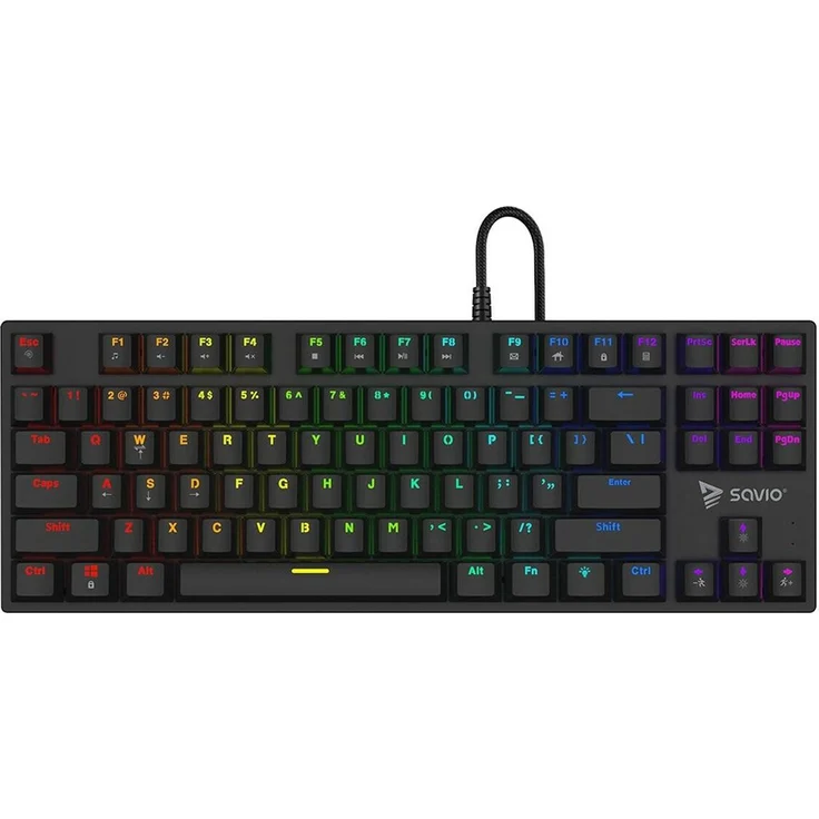 Savio Tempest X2 RGB, Mechanische Tastatur mit Outemu BLUE Switches, 87 Tasten, N-Key-Rollover, Anti-Ghosting