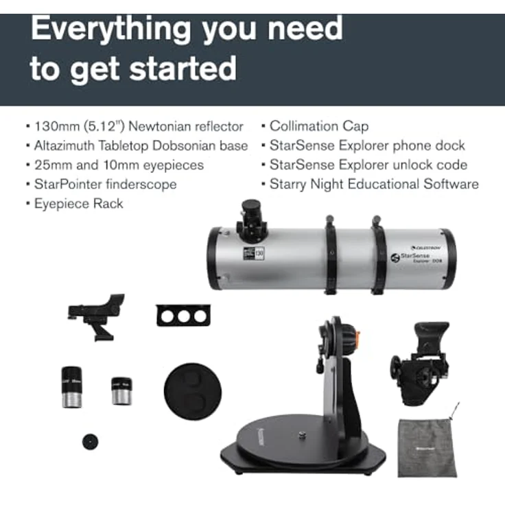 Celestron StarSense Explorer 130mm Tabletop Dobson, Teleskop mit Zielerkennung und stabiler Tischmontierung – Bild 9