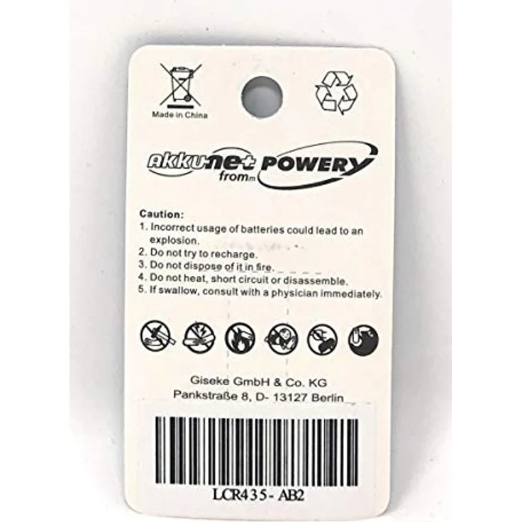 Powery Stiftbatterie CR435, 2er Blister für Elektro- Anglerposen und Bissanzeiger, 3 V – Bild 2