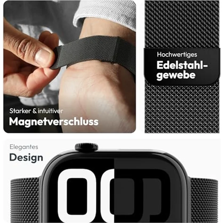 Vonmählen Milanese Loop 2 Armband für Apple Watch 40 | 41 | 42 mm, Schwarz, versandkostenfrei – Bild 3