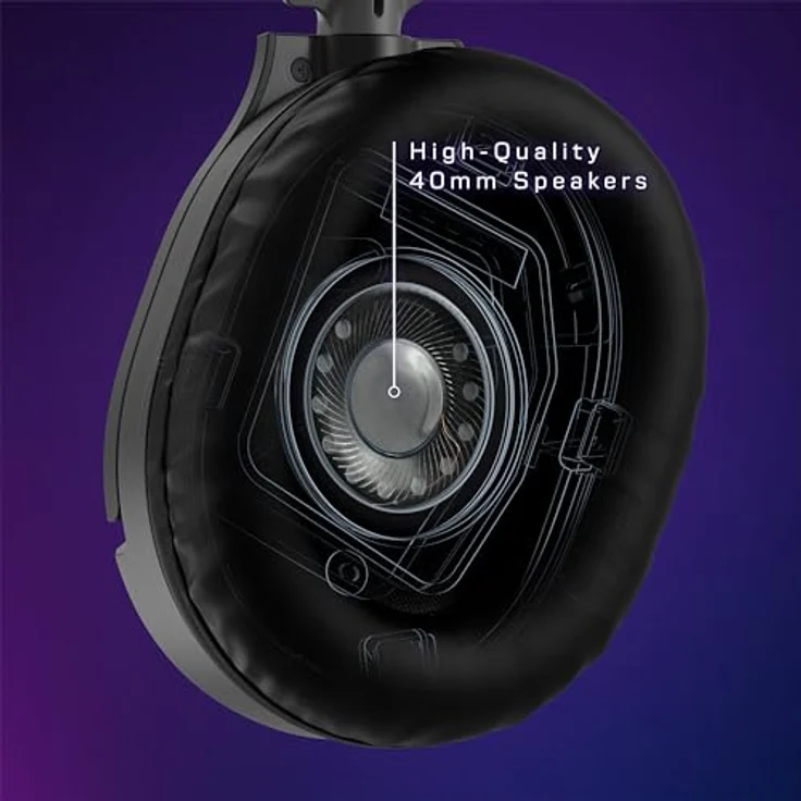 TURTLE BEACH RECON 70P, Over-ear Gaming Headset Schwarz, 40-mm-Lautsprecher, kompatibel mit PS5, Xbox und PC, hochempfindliches Mikrofon mit Stummschaltfunktion – Bild 4