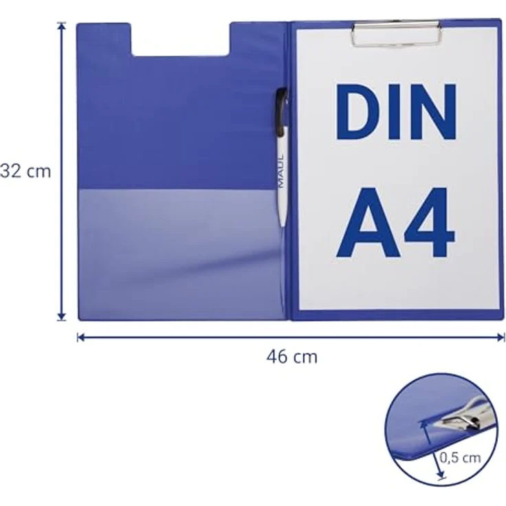 Maul Klemmbrettmappe 2339237, A4, Kunststoffbezug, mit Stiftehalter, blau – Bild 2