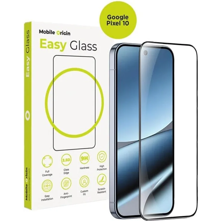 Mobile Origin EasyGlass Google Pixel 10, 9H Härtung, siebenlagige Schutzfolie, vollständige Bildschirmabdeckung, anti-fingerprint Beschichtung