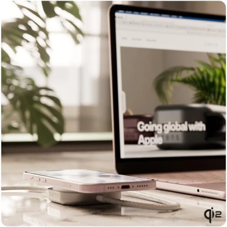 ZENS Induktions-Ladegerät ZECC05W, Qi2-zertifiziertes 15 W Schnellladen, USB-C® und Apple MagSafe, Weiß – Bild 7