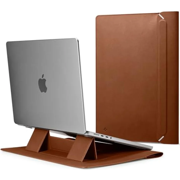 Spigen Valentinus S Laptoptasche Hülle Tasche 15 15,6 16 Zoll, Leder Laptop Hülle Kompatibel mit MacBook Pro/Air, M1 / M2 / M3, Dell, Acer, ASUS, Hp, Lenovo, LG Gram usw - Braun – Bild 1