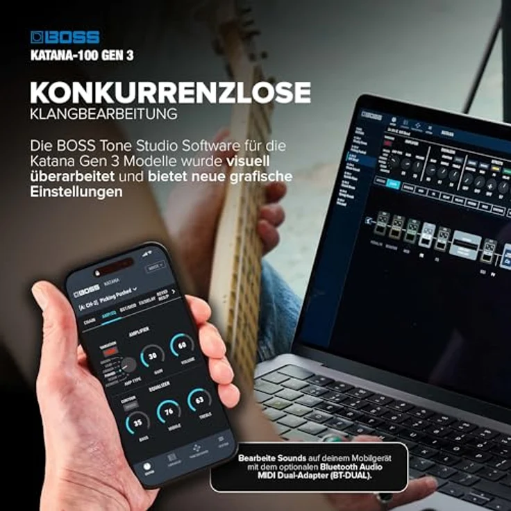 Boss by Roland Katana 100 Gen 3, Gitarren-Verstärker mit 4 Kanälen, 100 W, 12 Zoll Lautsprecher, vielseitige Effekte und USB-C Anschluss – Bild 5