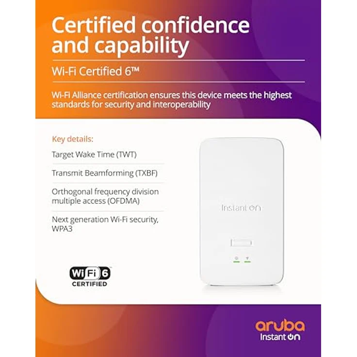 Aruba Instant On AP22D 2x2 Wi-Fi 6 Wireless Access Point | Single-Room, Secure, Smart Mesh Support | JP Model | Power Source Not Included (S1U77A) – Bild 4