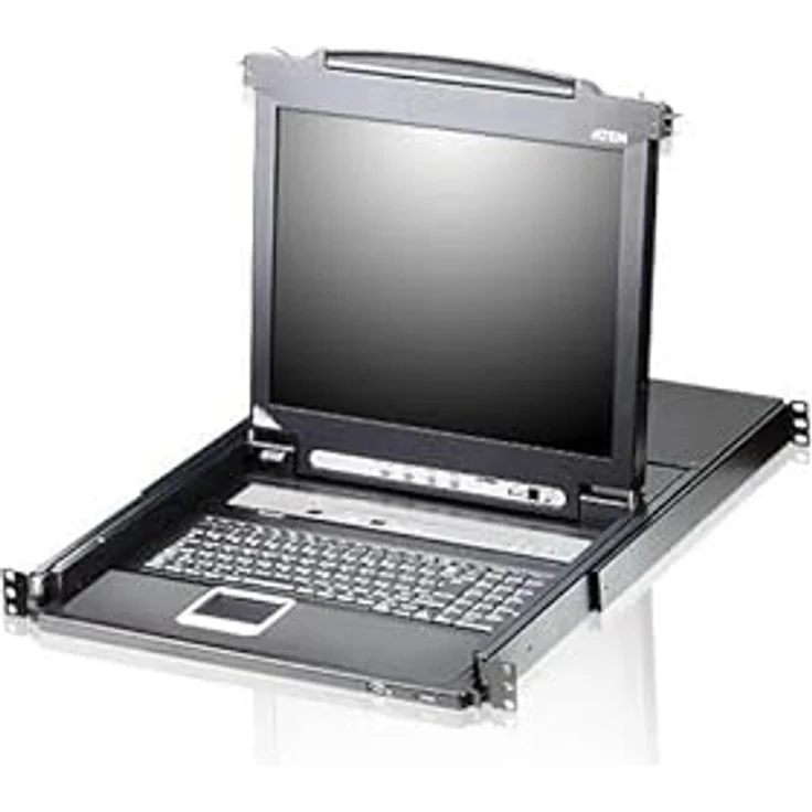 Aten CL5708N KVM-Switch, 8-Port 19"-LCD Single Rail (PS/2-USB VGA) mit CH-Layout, platzsparend, Schwarz – Bild 2