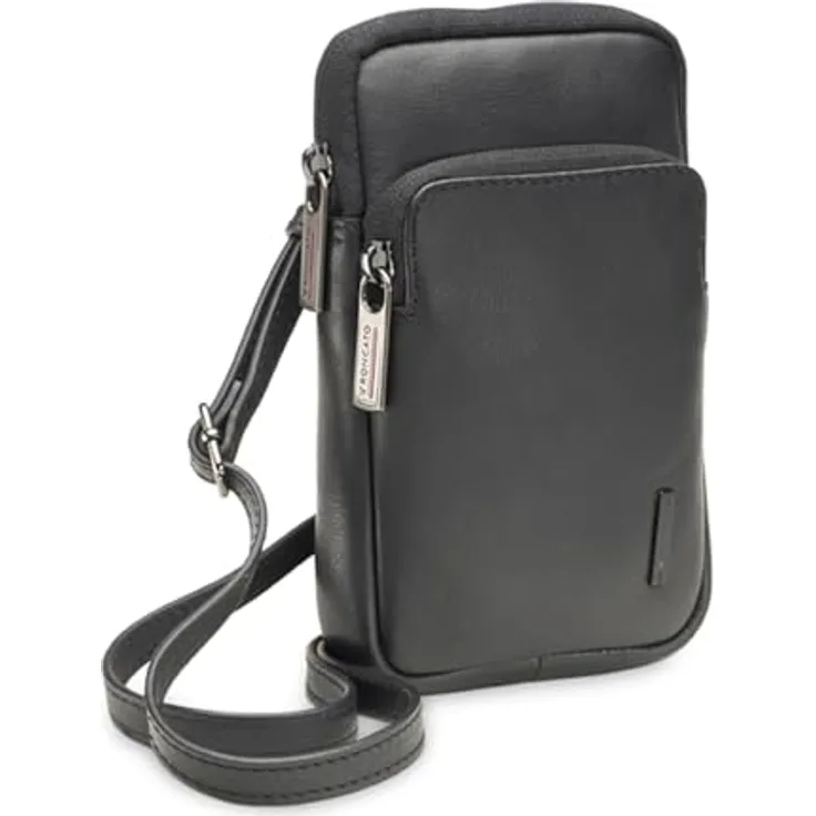Roncato Detroit Handytasche, 100% Leder, schwarz, 11.5 cm x 3.5 cm x 19 cm