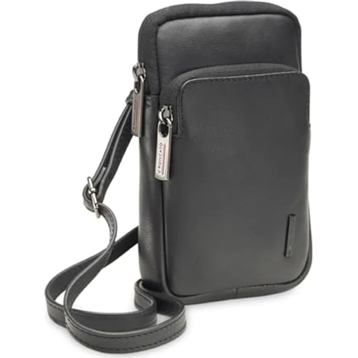 Roncato Detroit Handytasche, 100% Leder, schwarz, 11.5 cm x 3.5 cm x 19 cm – Bild 1