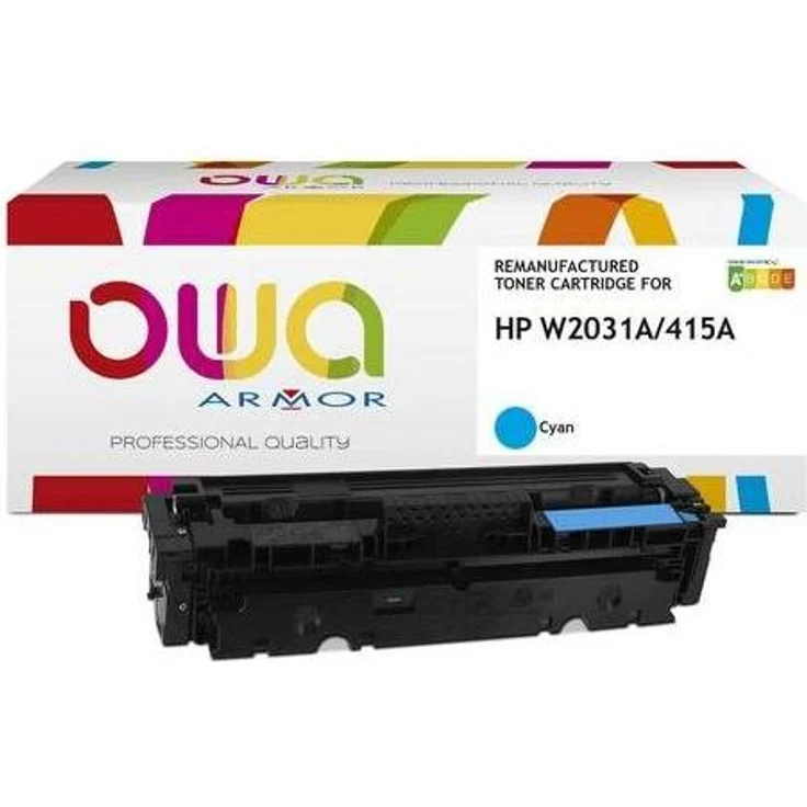 Armor OWA HP 415A, Cyan Toner, kompatibel mit HP Color LaserJet Pro, 2.100 Seiten Leistung, wiederaufbereitete Kartusche
