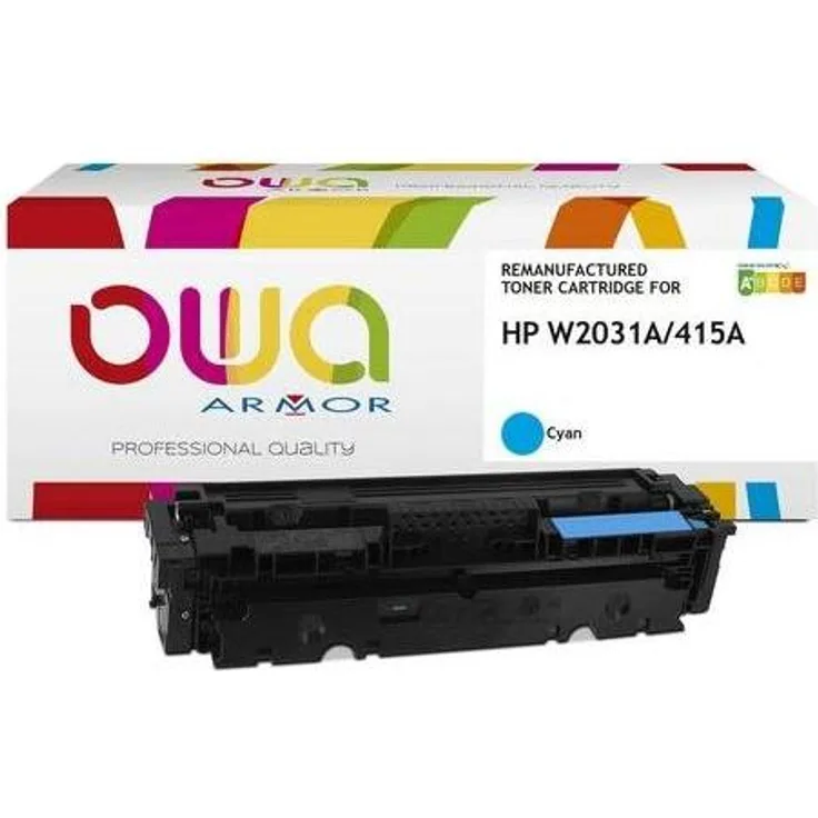 Armor OWA HP 415A, Cyan Toner, kompatibel mit HP Color LaserJet Pro, 2.100 Seiten Leistung, wiederaufbereitete Kartusche