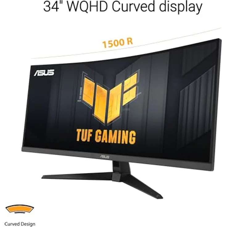 ASUS TUF Gaming VG34VQ3B - 34 Zoll UWQHD Curved Monitor - 180 Hz, 1ms MPRT, FreeSync, ELMB, DisplayHDR 400 - VA Panel, 21:9, 3440x1440, DisplayPort, HDMI, USB, ergonomisch, Speaker, Schwarz – Bild 2